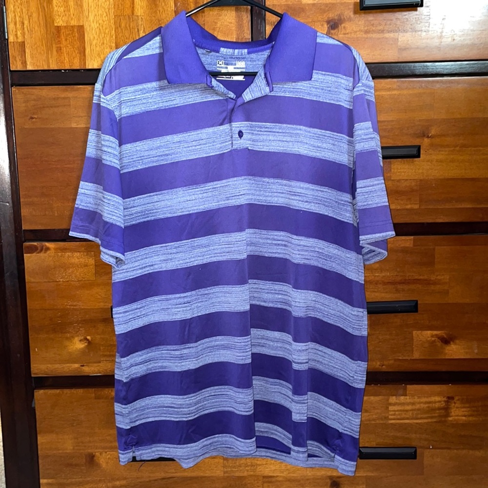 striped collared under armour shirt